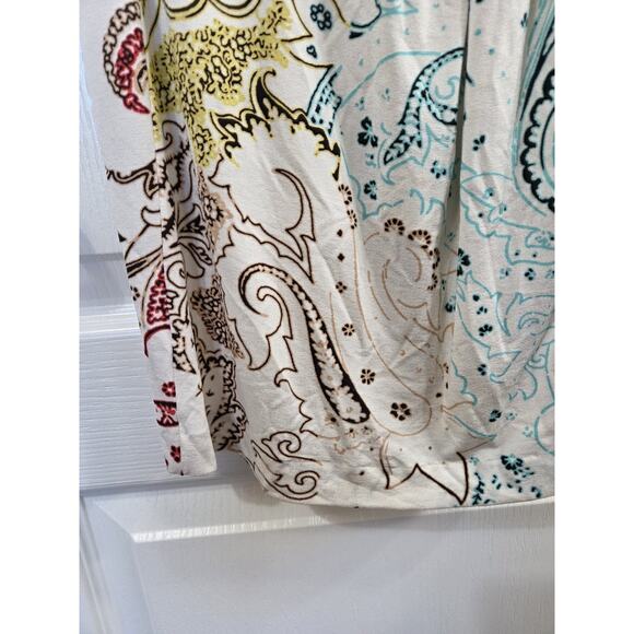 Etro Milano Viscose Jersey Paisley Asymmetrical Ruched Sheath Midi Dress Size 44 - Picture 8 of 13